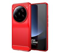 Cruzerlite Custodia per Xiaomi Mi 13 Ultra, Carbon Fiber Texture Cover Shock Absorption Cover per Xiaomi Mi 13 Ultra (2023) (Red)
