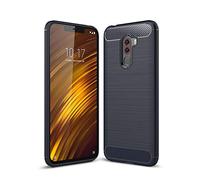 Cruzerlite Custodia per Xiaomi Pocophone F1, Carbon Fiber Shock Absorption Slim TPU Cover per Xiaomi Pocophone F1 (Blue)