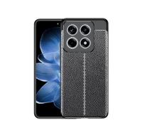 Cruzerlite Custodia realizzata per Xiaomi 14T, custodia con struttura in fibra di carbonio, antigraffio, assorbimento degli urti, Cover per Xiaomi 14T (2024) (pelle nera)