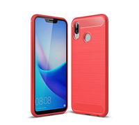Cruzerlite Honor Play Custodia, Carbon Fiber Shock Absorption Slim TPU Cover for Huawei Honor Play (Red)