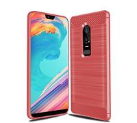 Cruzerlite Oneplus 6 Custodia, Carbon Fiber Shock Absorption Slim Case for Oneplus 6 (Red)