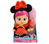 Cry babies loving care minnie: bambola da accudire con pigiama, biberon, ciuccio e lacrime vere