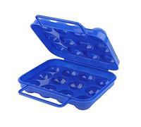 Cryfokt 12 Egg Capacity Plastic Egg Storage Box with Handle for (BLUE)