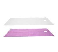 Cryfokt 2 Lenzuola Monouso in Poliestere Impermeabile per Massaggio, per Salone di Bellezza, Copriletto Igienico Durevole per Club Spa, Hotel, 78,7 X 30 Pollici (Bianco e viola)