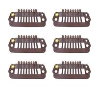 Cryfokt 50 Pz 8 Punte 8 Denti Pettine a Scatto Clip per Parrucca Impugnature per Capelli in Gomma in Acciaio Inossidabile di Alta qualità per Parrucche per Uso Domestico (MEDIUM BROWN)