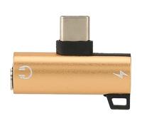 Cryfokt Adattatore per Cuffie da Tipo C a 3,5 Mm, Caricabatterie HIFI 2 in 1 Durevole per L'uso Quotidiano, Lega di Alluminio Leggera (GOLD)