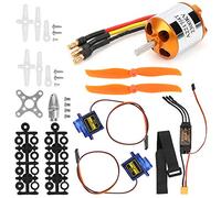 Cryfokt Aereo Telecomandato RC 2217 Motore 6035 Servo 40A XT60 ESC Set per Appassionati di Aerei Ad Ala Fissa RC Plastica Metallo Come Mostrato Nell'immagine 1 Motore 2 Eliche 2 Servi 1 ESC
