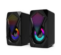 Cryfokt Altoparlanti da Tavolo Luce RGB, Altoparlanti per Computer | Plug and Play Alimentato Tramite USB, Driver HiFi Doppi da 3 W, Design da Scrivania Compatto, Manopola di Controllo del