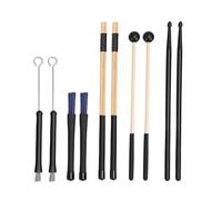 Cryfokt Bacchette per Batteria, 5 Paia di Bacchette per Batteria, Mazze e Spazzole con Borsa in Tessuto Oxford, Comoda Impugnatura in Gomma, Facile da Riporre, Pratico Set di