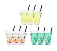 Cryfokt Bicchieri per Bevande per Case delle Bambole in Miniatura Accessori per Succhi Carini e Colorati per la Cucina di una Casa delle Bambole in Scala 1/12, 9 Pezzi di Frutta Mista di Lime Giallo