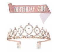 Cryfokt Birthday Queen Saschpe Tiara, Materiale di Materiale Ecologico Rosa Ecologico Rosa Brillante Rifugiato per la Festa di Compleanno (Insieme 14)