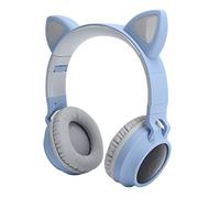 Cryfokt Cat Ear Headphone Wireless Bluetooth 5.0 Cuffie Pieghevoli con Luce LED per gli Amanti della Musica in Movimento (Blu grigiastro)