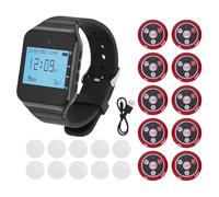 Cryfokt Cercapersone Ristorante Wireless, Ricevitore Orologio con Display LCD con 500, Avviso Cicalino con Vibrazione, Impermeabile IPX4, per Hotel, Fabbrica, Uffic (rosso)