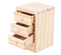 Cryfokt Comodino per Casa delle Bambole, Comodino in Miniatura con Tre Cassetti Apribili in Legno di Betulla, Mobili per Casa delle Bambole in Legno con Pratico Spazio per l'arredamento e