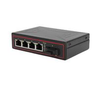 Cryfokt Convertitore Multimediale su Guida DIN, 1 Porta Ottica 4 Porte Ethernet Switch Ethernet con Montaggio su Guida DIN 10M 100M, Plug & Play, Convertitore Multimediale per
