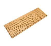 Cryfokt Dispositivi Wireless per Computer, Tastiera e Mouse Wireless in Legno di bambù da 2,4 GHz con Ricevitore USB Plug and Play per Mac IOS Gaming Office (tastiera)