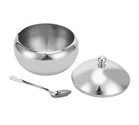Cryfokt Elegante Pentola per Condimenti in Acciaio Inossidabile 304 con Coperchio e Cucchiaio, Perfetta per Conservare Zucchero e Sale in Casa, Nelle Caffetterie e Nei Ristoranti (Vaso per