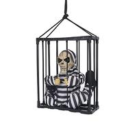 Cryfokt Gabbia Giocattolo di Halloween Horror con Occhi Luminosi per Decorazioni per Feste di Halloween, Accessorio Alimentato a Batteria per la Notte di Spaventosa, Materiale in PP e Poliestere