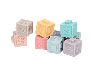 Cryfokt Giocattolo Morbido e Comprimibile per Bambini con Texture in Rilievo per Divertimento Al Bagnetto, Blocchi Educativi per la Dentizione Impilabili per Neonati, Set di 9 Blocchi per Dentizione