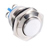 Cryfokt Interruttore a Pulsante Rotondo Alto 16 Mm con Ritorno Automatico in Metallo Argentato Impermeabile per il Controllo del Circuito del relè, Interruttore ON OFF Facile Installare per