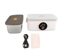 Cryfokt Lunch Box Elettrico con 4 Ingranaggi di Riscaldamento, 1L 60w 20 Minuti di Riscaldamento, Compatibile con Prese AC e Auto, Lunch Box Riscaldato con Doppio Contenitore per