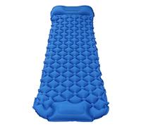 Cryfokt Materasso da Campeggio Gonfiabile Sigillato con Cuscino, Gonfiaggio Rapido con Pressione del Piede, per Campeggio con Zaino in Spalla, Fibra di Poliestere, 195x61 Cm (BLUE)