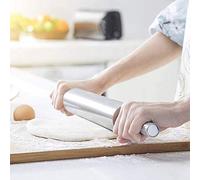 Cryfokt Mattarello in Acciaio Inossidabile Rullo Antiaderente per Impastare per Cuocere Pizza, Pasticceria, Pane, Utensile da Resistente 30/33/38/43 Cm Sicuro per Alimenti Facile da Pulire (scheggia)