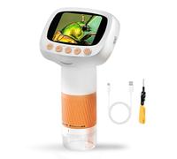 Cryfokt Microscopio per Bambini, Microscopio Tascabile Digitale Portatile 1000X con Schermo IPS da 2,0 Pollici e 8 Luci LED, Kit di Scienze Educative Immagini in Tempo Reale Sullo