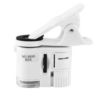 Cryfokt Mini Microscopio Portatile con Clamp/Holder per Telefono Cellulare 60X Rilevatore di Valuta UV a Luce LED Messa a Fuoco Regolabile per Borsa in Tessuto per Valutazione di Gioielli