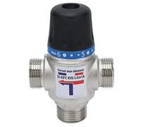 Cryfokt Miscelatore Termostatico 35-60°C con Sicurezza, Ottone, per | Valvola miscelatrice acqua calda fredda a 3 vie, dispositivo antiscottatura, per bagno, cucina, riscaldamento a pavimento