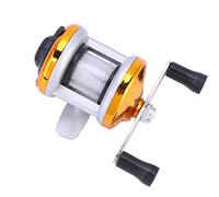 Cryfokt Mulinello da Pesca Leggero e Resistente Ruota da Ghiaccio Manico Liscio Mulinello da Lancio All'aperto Ad Alta Resistenza Frenante per la Pesca Sul Ghiaccio (GOLD)