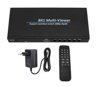 Cryfokt Multiviewer 4K 8x1, Commutatore 8 In 1 Out con 6 Modalità di Visualizzazione e Controllo Remoto for PC Portatile Monitor Proiettore (Spina europea)