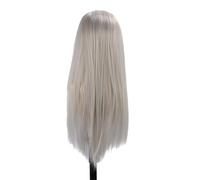 Cryfokt Parrucca Parte Mediana, Consistenza del Compagno Facile Indossare Lunghe Linee Rette per Donne per le Vacanze di Natale Cosplay (Silver White)