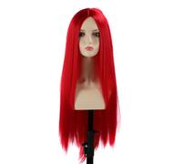 Cryfokt Parrucca Parte Mediana, Consistenza del Compagno Facile Indossare Lunghe Linee Rette per Donne per le Vacanze di Natale Cosplay (rosso)