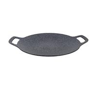 Cryfokt Piastra in Alluminio Antiaderente per Barbecue Coreano per Cucinare All'aperto, Piastra per Barbecue Rotonda Portatile per Escursioni in Campeggio, Rivestimento in Pietra Medica (38 cm)