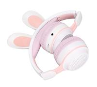 Cryfokt Rabbit Headphone 5.0 per Bambini, Cuffie Wireless con Luce Colorata a LED per L'apprendimento Online (Bianco Rosa)