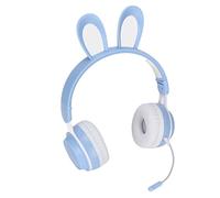 Cryfokt Rabbit Headphone 5.0 per Bambini, Cuffie Wireless con Luce Colorata a LED per L'apprendimento Online (BLUE)