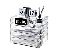 Cryfokt Scatola Portaoggetti Impilabile per Carta A4, Organizer per Documenti da Scrivania Trasparente di Grande capacità per Ufficio, Vassoio per Carta in Plastica di Alta qualità (Trasparente