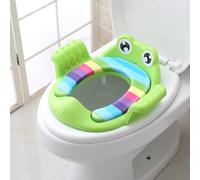Cryfokt Sedile WC Antiscivolo Antispruzzo, con Bracciolo Doppio, per Bambini, con Schienale Alto, Comodo Sedile WC per Bambini, Ideale per Usare il Vasino, in Materiale Plastico (GREEN)