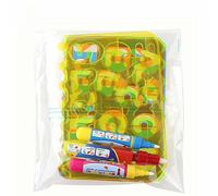 Cryfokt Set di 4 Modelli di Pittura su Tavola Cava con Alfabeto in Plastica Resistente e Figure Geometriche per Bambini Creativi Dai 3 Ai 6 Anni (Cartoon puzzle figura geometrica set di tavole)
