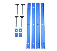 Cryfokt Set di Binari di Guida con Scanalatura a T in Lega di Alluminio con Cursori per Tavolo per per la Lavorazione del Legno Blu, Kit di Installazione Semplice per Banco Lavoro con Piastra di