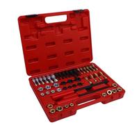Cryfokt Set di Strumenti per Rifilettare Il Ripristino della Filettatura Durevole 48 Pezzi Dimensioni Metriche SAE Maschi Matrici Lime per Appassionati e Professionisti Kit di Rifiletti Universale in