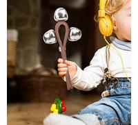 Cryfokt Shaker Bell Ring Giocattolo Educativo per Bambini con Tre Campanelli per L'attenzione del Bambino e L'esercizio Sonoro Campane in Pelle Marrone da 1 Pollice per Cinturini