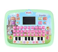 Cryfokt Tablet per L'Apprendimento dello Spagnolo Giocattolo Elettronico Colorato per i più Piccoli Vocabolario di Matematica Apprendimento Musicale per Bambini Portatile 7,1x9,4x0,8 Pollici (GREEN)