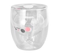 Cryfokt Tazza da caffè da 300 Ml in Vetro a Doppia Parete Dal Design Simpatico Coniglio per Lavastoviglie, Forno a Microonde, per Partner, Amici e Colleghi di Lavoro (Serbatoio trasparente)