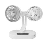 Cryfokt Ventilatore da Scrivania a Doppia Testa, Ventola di Raffreddamento USB Oscillante Automatica a 360 Gradi con Display Digitale Timer Intelligente, Ventola di Circolazione