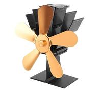 Cryfokt Ventilatore per Stufa a Legna Efficiente 5 Pale Ventilatore per Stufa Alimentato a Calore per a Legna Aumenta la Temperatura Ecologico per Caminetti (GOLD)