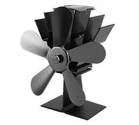 Cryfokt Ventilatore per Stufa a Legna Efficiente 5 Pale Ventilatore per Stufa Alimentato a Calore per a Legna Aumenta la Temperatura Ecologico per Caminetti (BLACK)