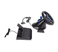 Cryfokt Volante da Gioco per PC Doppia Vibrazione Rotazione di 180 Gradi Volante da Gioco 3 in 1 con Pedali per PC, Materiale ABS Alimentato Tramite USB