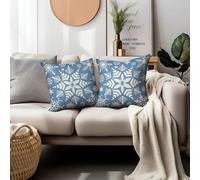 Cryfox Set di 2 federe decorative per cuscino con fiocchi di neve blu invernale, 50,8 x 50,8 cm, per divano, auto, decorazione domestica